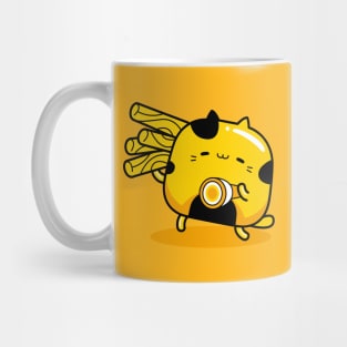 yellow cat camping Mug